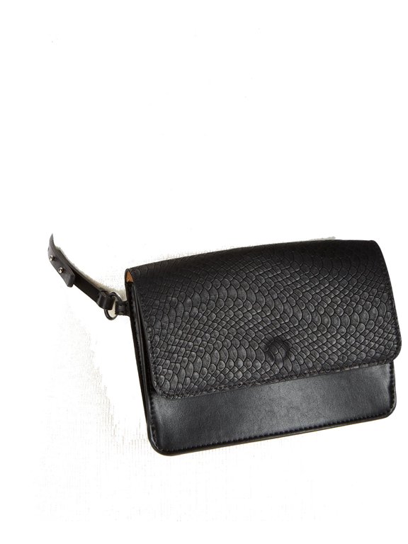 Smooth & Python-Embossed Fanny Pack (Black, S)