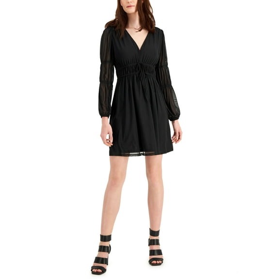 INC International Concepts Solid V Neck Dress Avalon Black XL