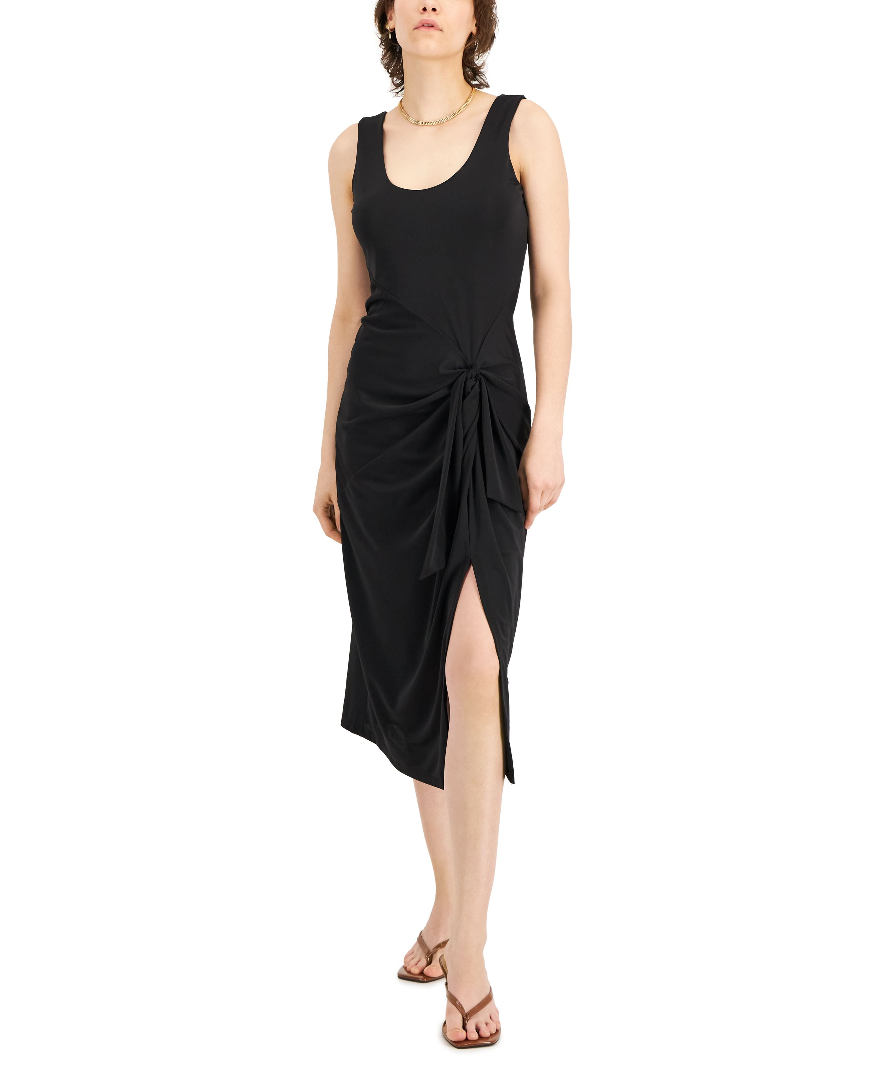 black tie front midi dress Ruffled Mesh Long Tie Front Midi Dress