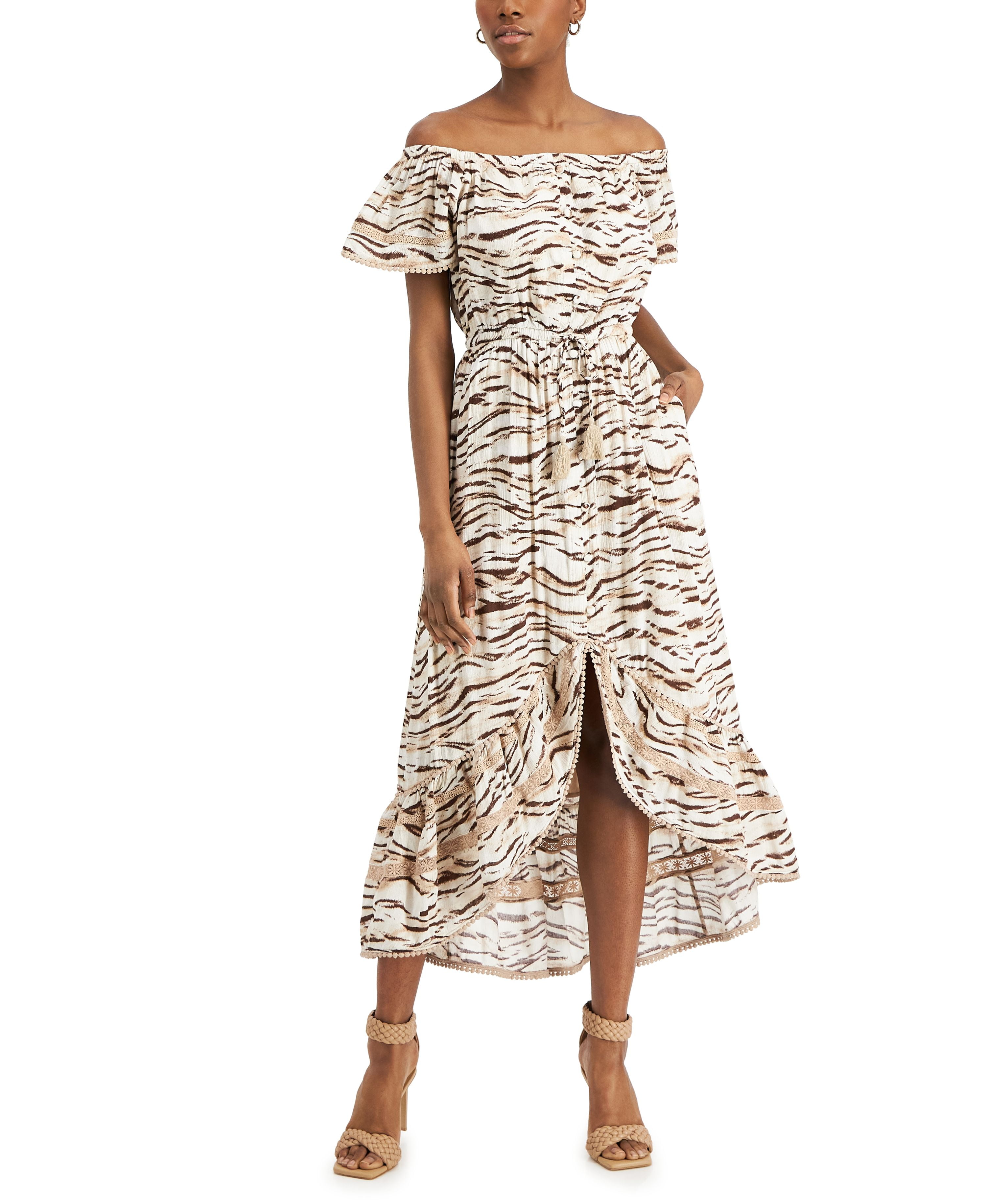 knee length dresses for ladies Long Tiger Stripe Dress – Bourgèois Fashtique main image 0