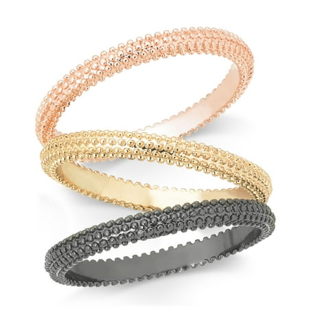 INC International Concepts Tri-Tone 3-Pc. Set Textured Stackable Rings, 8