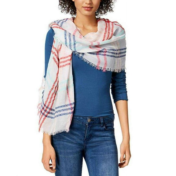 INC International Concepts Women’s Colored Up Plaid Wraps, Navy