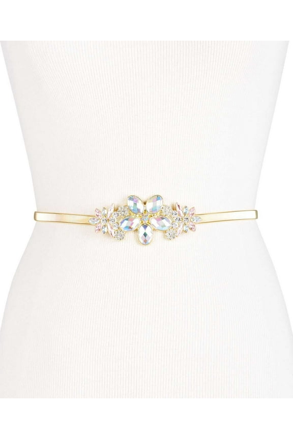 Women’s Rhinestone Plaque Belts, Gold, Large / X-Large