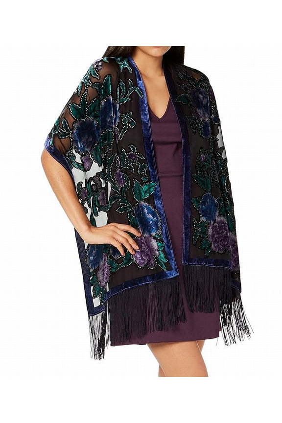 Women’s Sparkle Rose Fringe Wraps, Blue