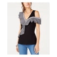 thumbnail image 1 of INC International Concepts Women's Asymmetrical Ruffle-Detail Top Black Size Medium, 1 of 2
