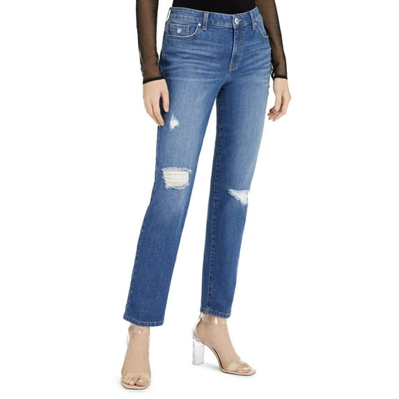 INC International Concepts Women's Boyfriend Ripped Ankle-Length Jeans