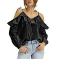thumbnail image 1 of INC International Concepts Women's Cold-Shoulder Blouse Deep Black Size XS, 1 of 3