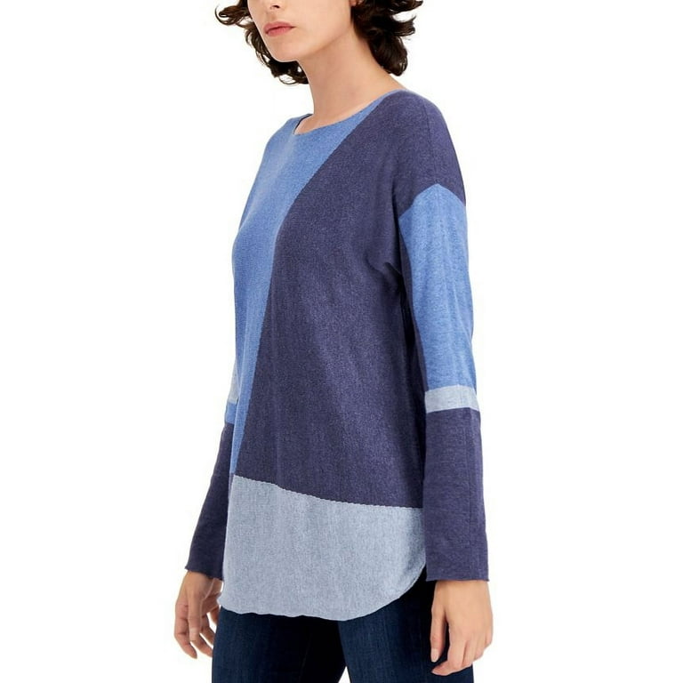 INC International Concepts Women s Colorblocked Sweater Blue Size