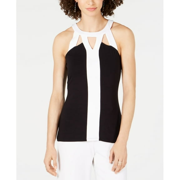 INC International Concepts Women's Colorblocked Tank Top Black Size Petite X-Large