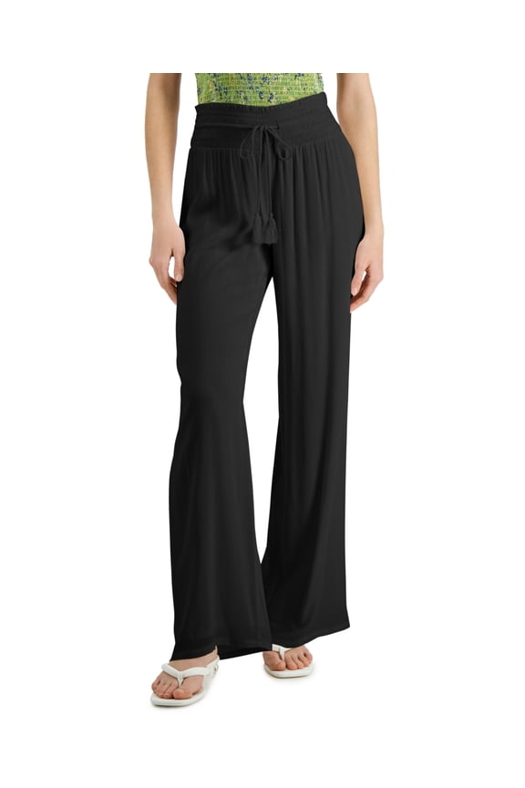 Womens Drawstring Waist Pants Deep Black S