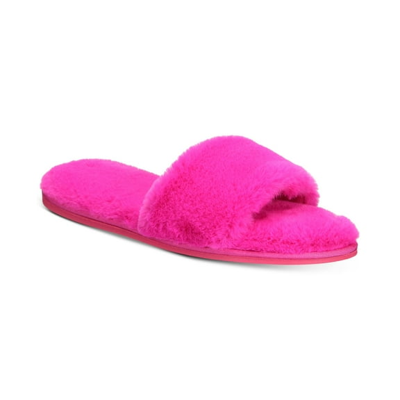INC International Concepts Women’s Faux-Fur Slide Slippers, Magenta, X-Large