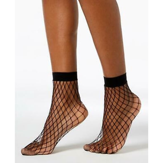 INC International Concepts Womens Fishnet Ankle Socks (Black)