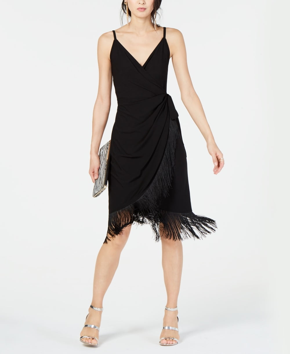 INC International Concepts Women s Fringe Trim Dress Black Size Petite Medium Walmart