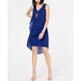 thumbnail image 1 of INC International Concepts Women's High Low Flutter Necklace Dress Blue Size Petite Small, 1 of 3