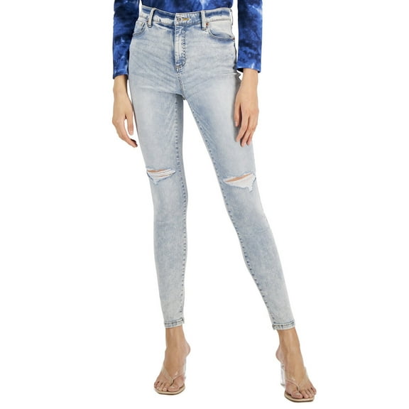 INC International Concepts Womens High Rise Ripped Skinny Jeans Medium Indigo 6