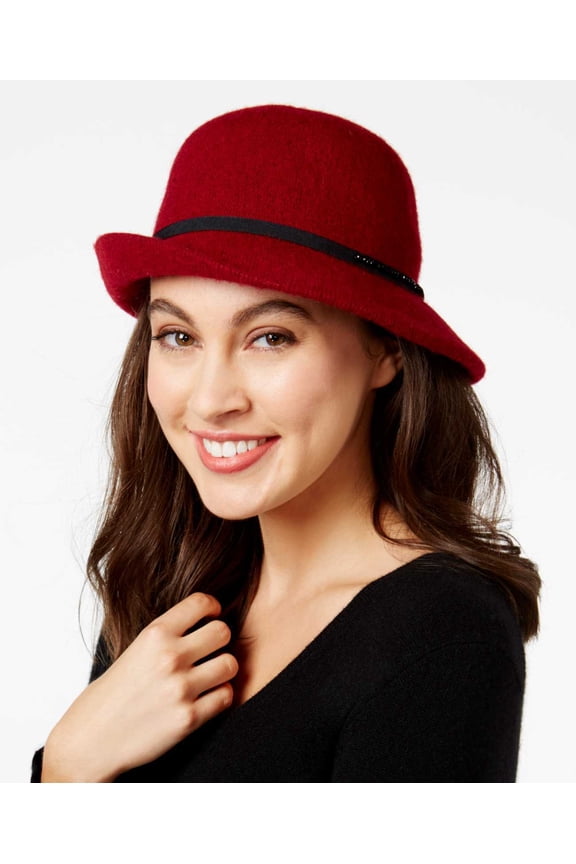 Womens Jet Stone Cloche Hats, Red