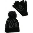 thumbnail image 1 of INC International Concepts Women's Knitted Hat and Mittens Set (Black, OS), 1 of 1