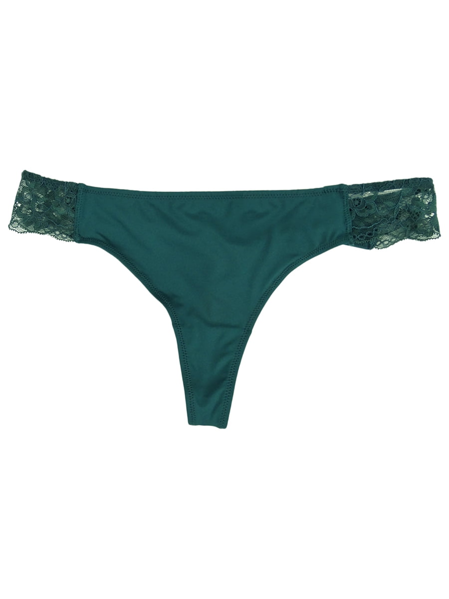 INC International Concepts Women's Lace Trim Thong Underwear Green Size  Medium 