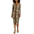 thumbnail image 1 of INC International Concepts Women's Leopard Print Mesh Dress Brown Size X-Small, 1 of 3