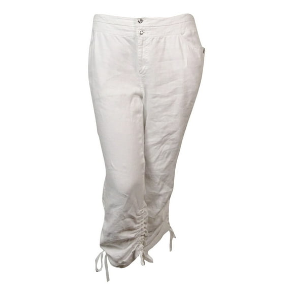INC International Concepts Women's Linen Ruched Cargo Pants