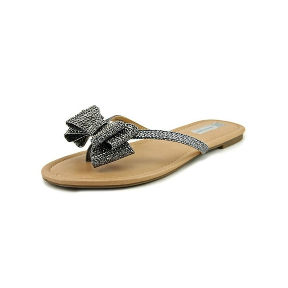 INC International Concepts Women's Mabae Bow Flat Sandals Shoes Silver Size 7 M
