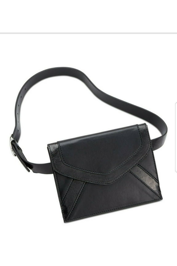 Womens Metallic-Detail Envelope Belt Bag (Black/Silver, S)