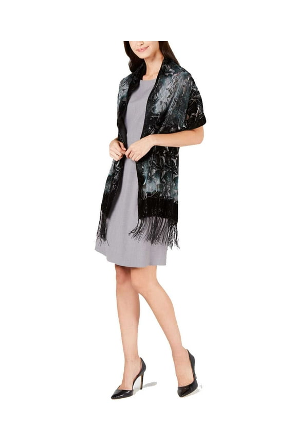 Women’s Ombré Floral Velvet Wraps, Black