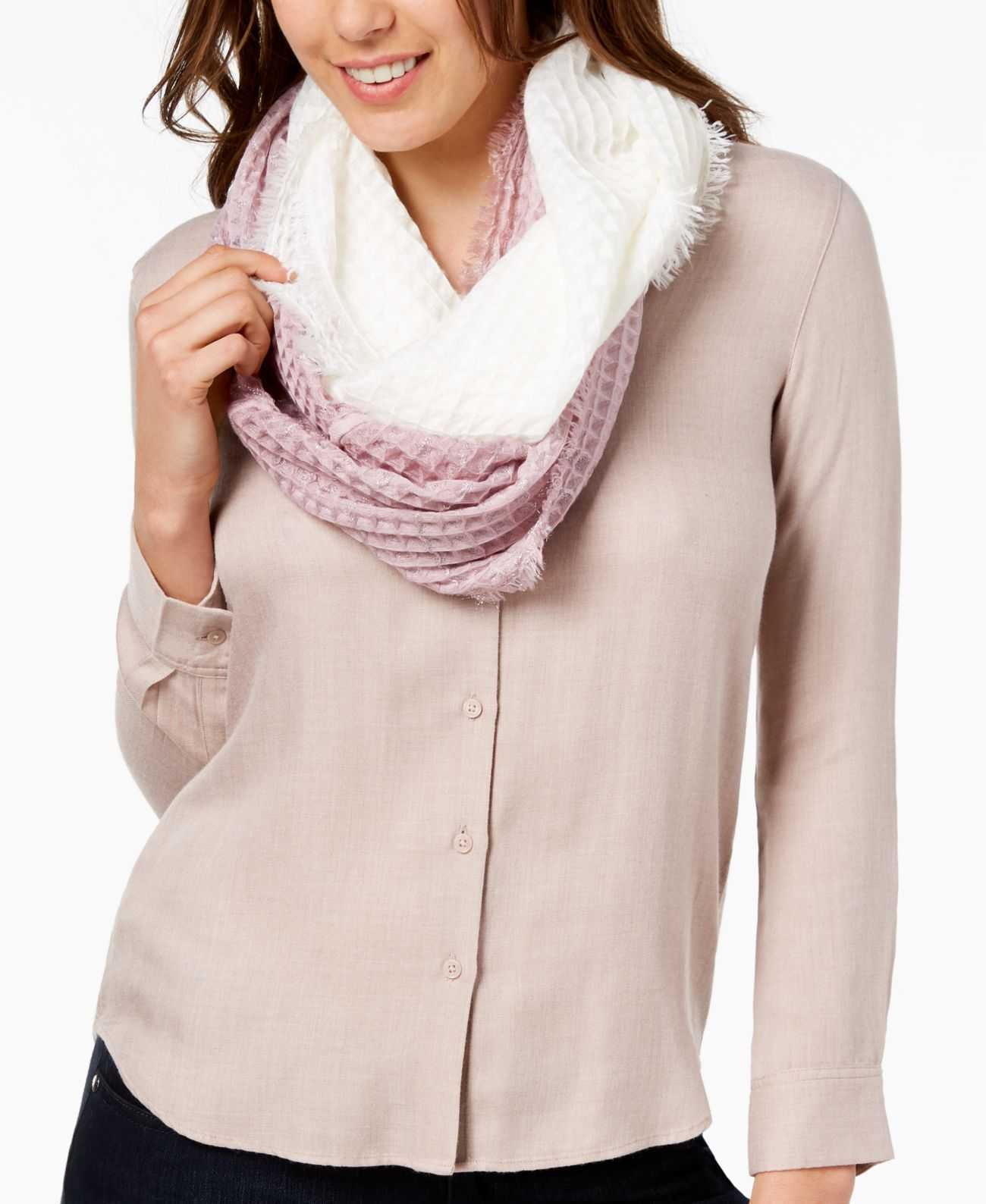 INC International Concepts Women's Ombre Waffle Loop Scarves, Dusty ...