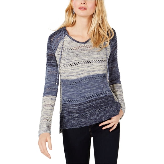 I.N.C Womens Colorblock Knit Sweater, Blue, Medium