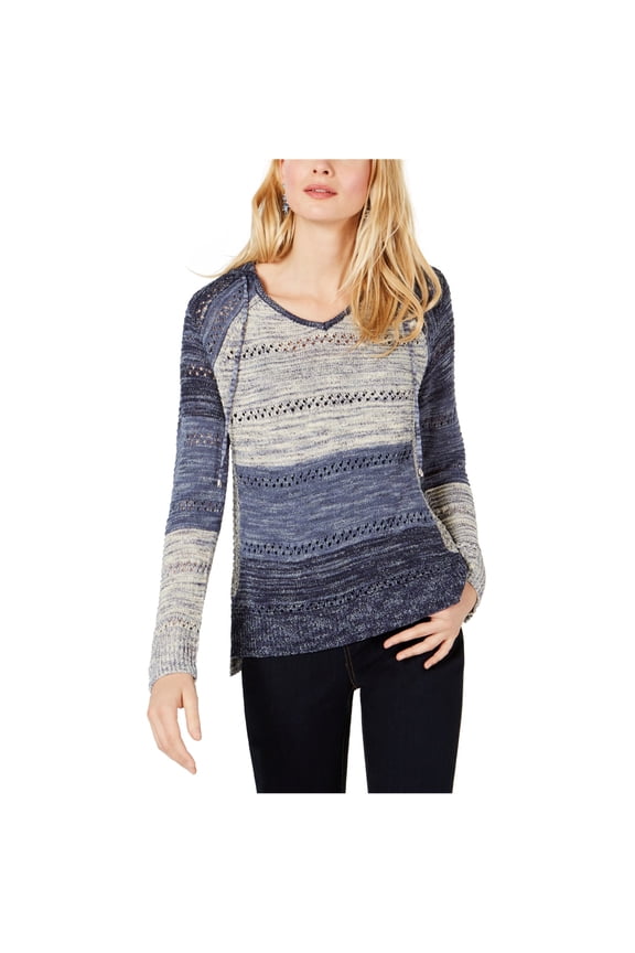 I.N.C Womens Colorblock Knit Sweater, Blue, Medium