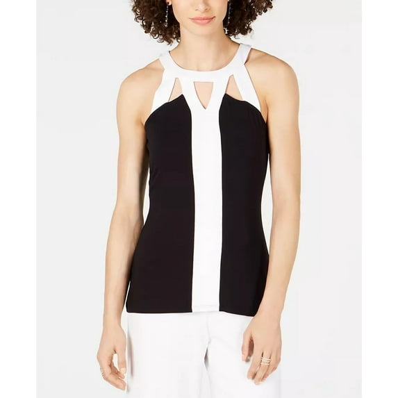 INC International Concepts Women's Petite Colorblocked Tank Top Black Size PS