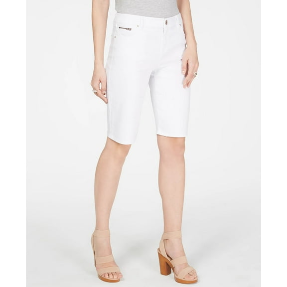 INC International Concepts Women's Petite Denim Bermuda Shorts Natural Size 4 P