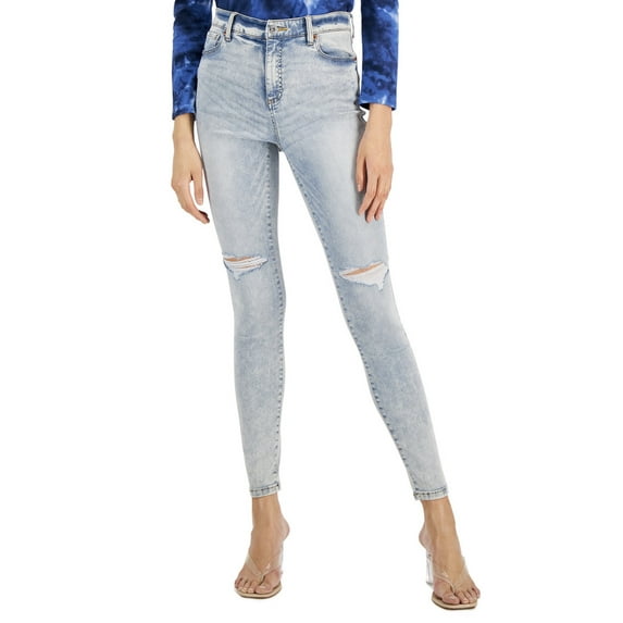 INC International Concepts Women's Petite High Rise Distressed Skinny Jeans (Medium Indigo, 0P)