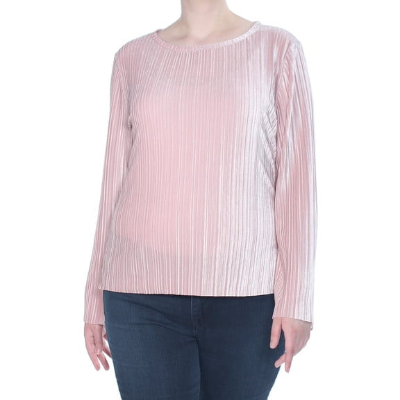 INC International Concepts Women's Pleated Velvet Top Pink Size Extra Large