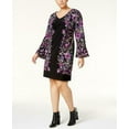 thumbnail image 1 of INC International Concepts Women's Plus Bell-Sleeve Ponté Shift Dress, Purple, 3X, 1 of 2