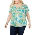 thumbnail image 1 of INC International Concepts Women’s Plus Size Cold-Shoulder Blouse Shirt Tops, Green, 2X Plus, 1 of 7