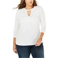 thumbnail image 1 of INC International Concepts Women’s Plus Size Twist-Front Blouse Pullover Shirt Tops, White, 1X Plus, 1 of 2