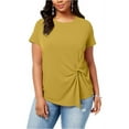 thumbnail image 1 of INC International Concepts Women’s Plus Size Twisted Asymmetrical Pullover Blouse Tops, Polished Gold, 3X Plus, 1 of 2