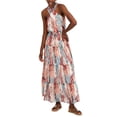 thumbnail image 1 of INC International Concepts Womens Printed Halter Dress Palm Canvas M, 1 of 3