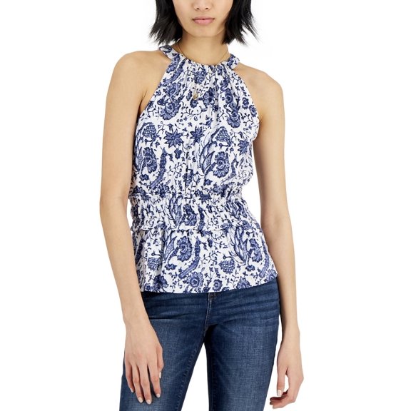 INC International Concepts Women's Printed Smock-Waist Top Batik Scene Size XL