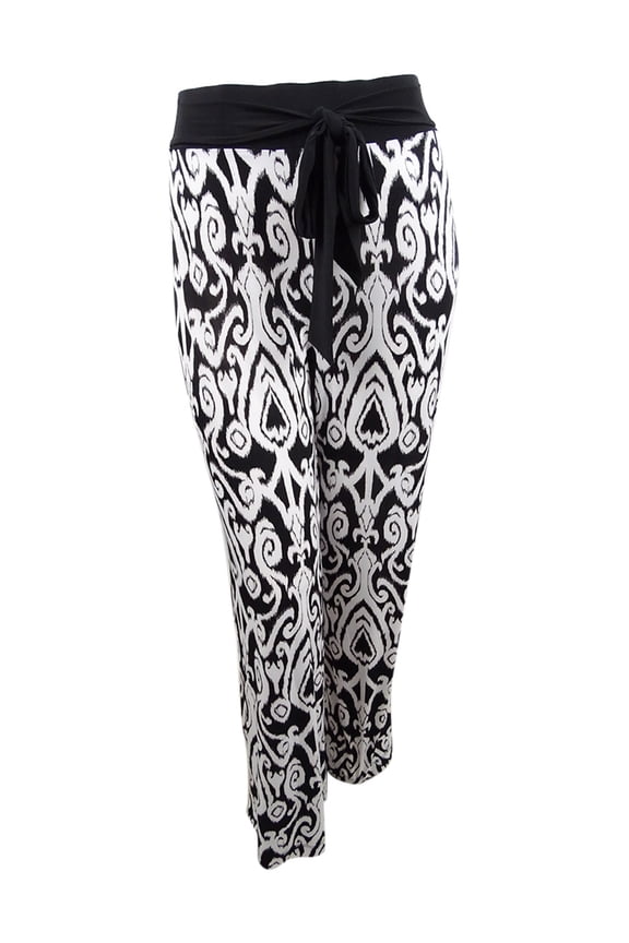Women's Printed Tie-Waist Pants (XXL, Scroll Heaven)