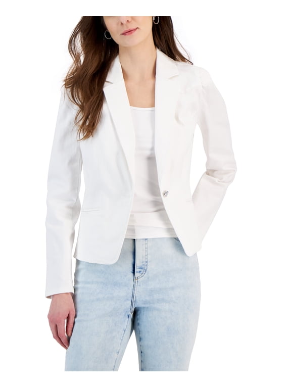 INC Women's Puff-Sleeve Blazer Bright White L