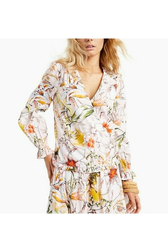 Women's Puff-Sleeve Surplice Blouse Plus Size 0X