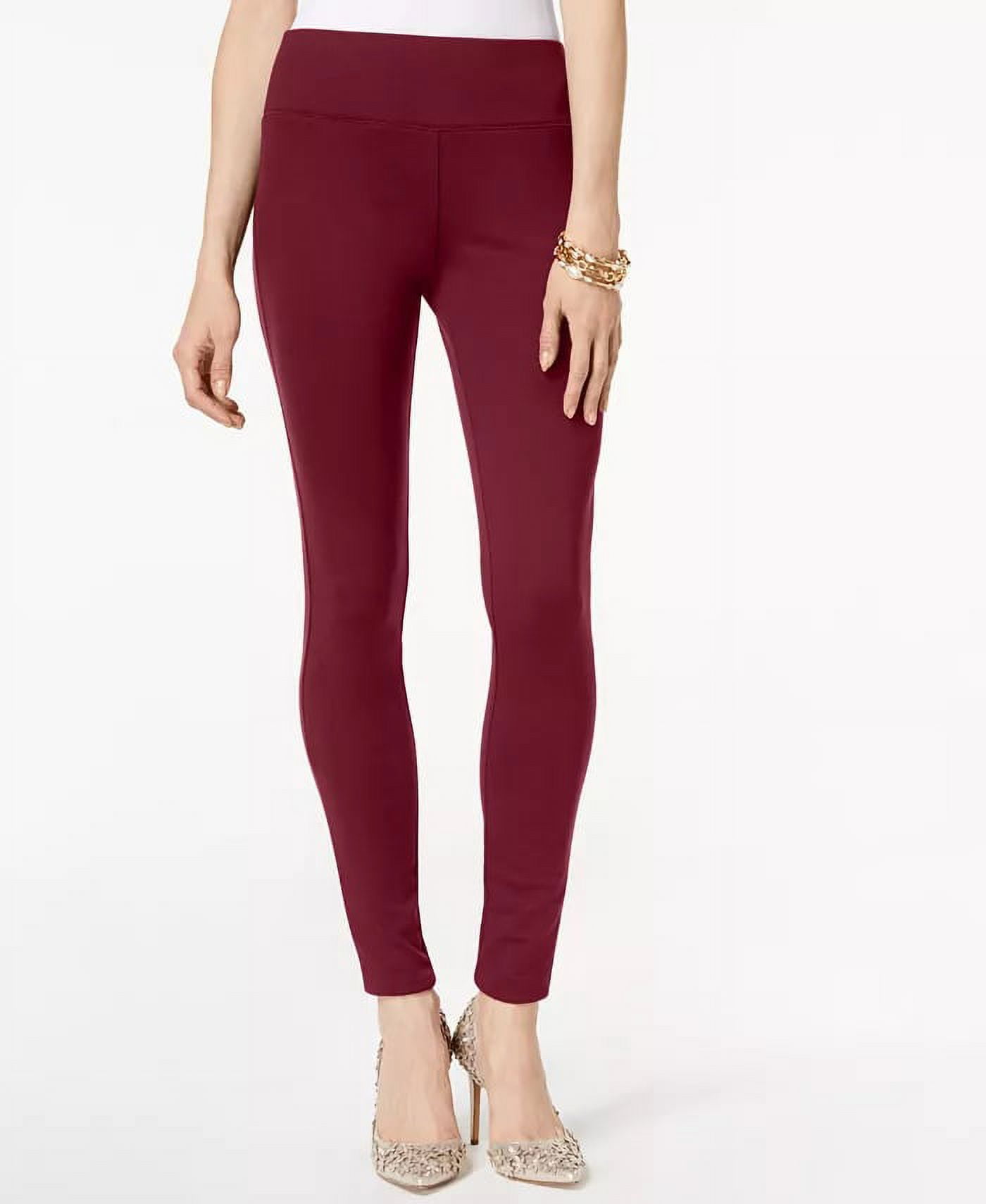 INC International Concepts Women's Pull On Ponte Skinny Pants Red