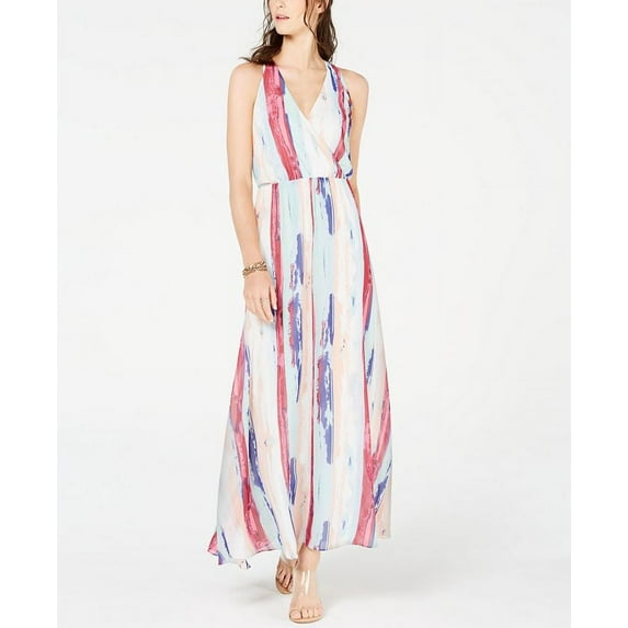 INC International Concepts Women's Rainbow Maxi Dress White Size Petite L