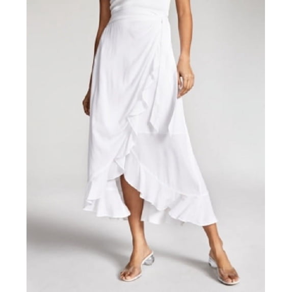 INC International Concepts Women's Ruffled Wrap Skirt White Size Medium