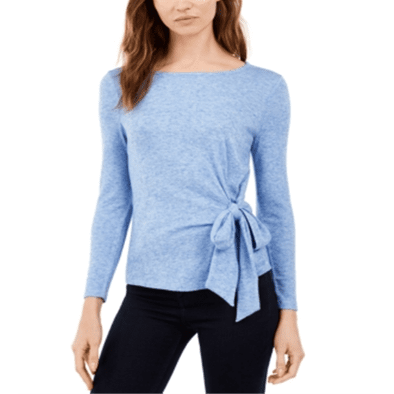 INC International Concepts Women's Side Tie Knit Top Blue Size Petite Medium