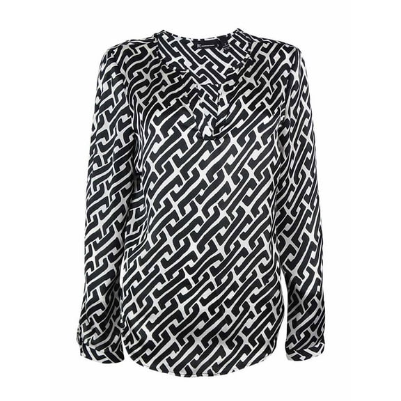 INC International Concepts Women's Tab-Sleeve Split Neck Top