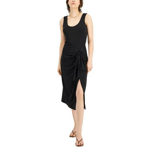 INC International Concepts Women's Tie Front Midi Dress Black Size X-Large