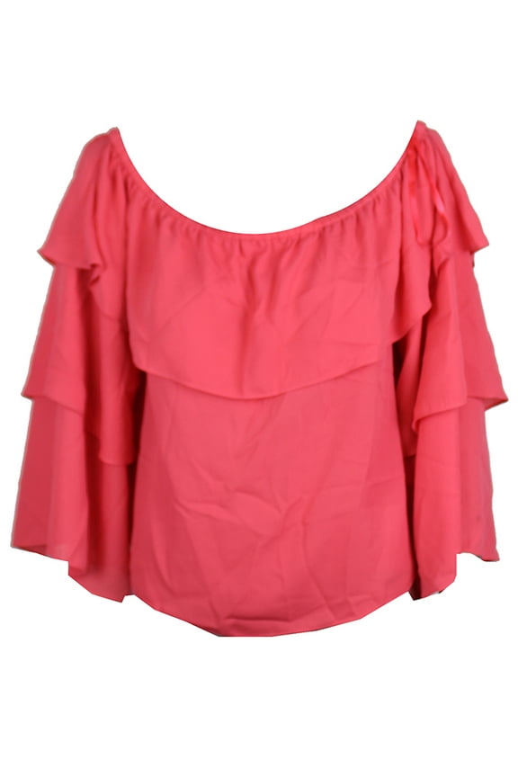 International Concepts Women's Tiered Off-The-Shoulder Top (PM, Coral)